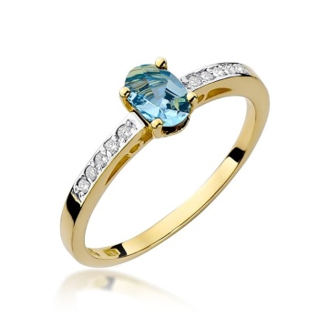 Inel Aur 9K cu Topaz Swiss 0.50 ct si Diamante Naturale 0.05 ct