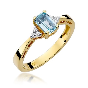 Inel Aur 9K cu Topaz Swiss 0.65 ct si Diamante Naturale 0.03 ct