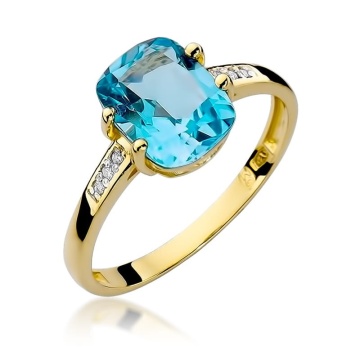 Inel Aur 9K cu Topaz Swiss 2.40 ct si Diamante Naturale 0.03 ct