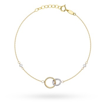Bratara Aur 14K cu Cerculete Impletite Bicolore si Zirconii