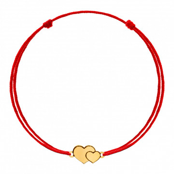 Bratara cu snur si inimioare duble personalizabile din aur 14k
