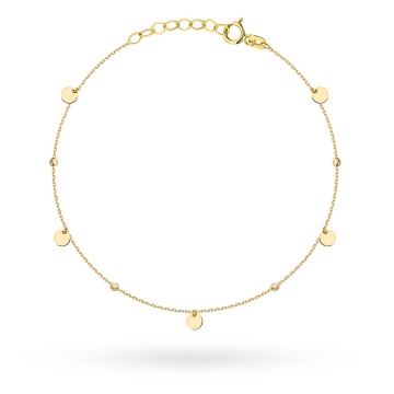 Bratara de Aur 14K cu cercuri pline si bile de diamante