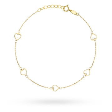 Brățară Delicată Din Aur 14K Cu Contururi Inimi