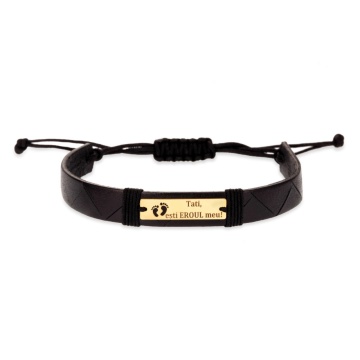 Brățară Hero Dad din AUR 14K si Piele Naturală