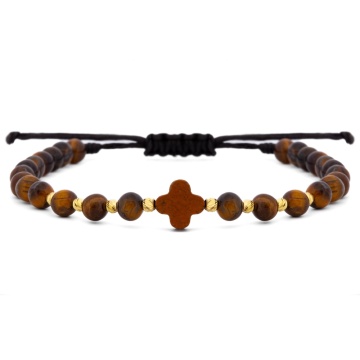Bratara Tiger Cross cu bile din AUR 14K