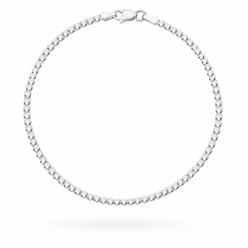 Brățară Tip Tenis Din Aur Alb 14K Cu Zirconiu - 2 Mm