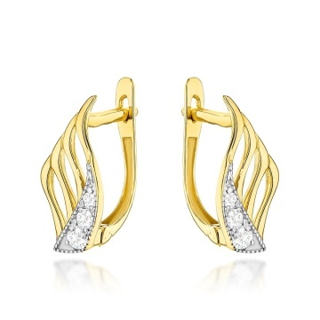 Cercei Aur 14K Aripi Delicate cu Zirconiu
