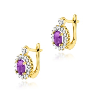 Cercei Aur 14K cu Ametist 0.80 ct si Diamante Naturale 0.19 ct