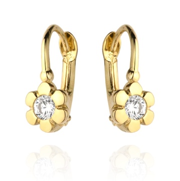 Cercei Aur 14k cu Floricele si Zirconii Albe