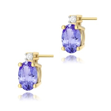 Cercei Aur 14K cu Tanzanit 0.40 ct si Diamante Naturale 0.03 ct