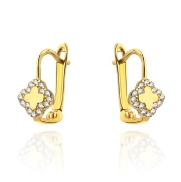 Cercei Aur 14k cu Trifoi si Zirconii
