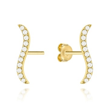 Cercei Aur 14K Model Val Decorați cu Zirconiu