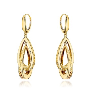 Cercei Aur 14K Picături Duble Ažurate - Eleganță Geometrică