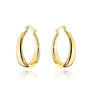 Cercei Aur 14K Rotunzi cu Bandă Lată, Prindere Engleză - Eleganță Atemporală