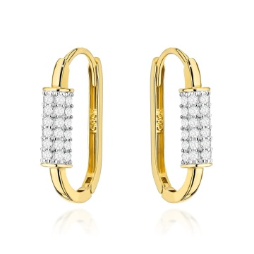 Cercei Aur Oval cu Zirconiu