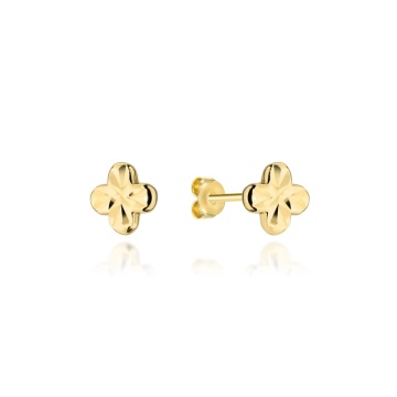 Cercei Eleganti Din Aur 14K Galben Forma Trifoi