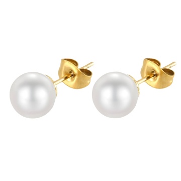 Cercei Stud Pearly din Inox placat cu AUR 18K