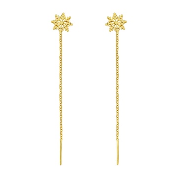 Cercei Winter Edition din Aur 14K cu lantisor si Fulg de Nea