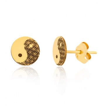 Cercei Yin si Yang Flower din AUR 14K