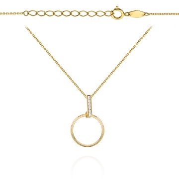 Colier cu Cerc si Placuta cu Cristale- Aur 14k