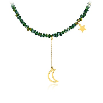 Colier Green Midnight cu cristale și AUR 14K