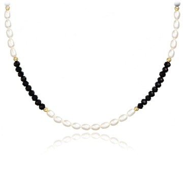 Colier Little Black cu Perle de Cultura, cristale și AUR 14K