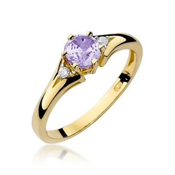 Inel Aur 14K cu Ametist 0.50 ct si Diamante Naturale 0.03 ct