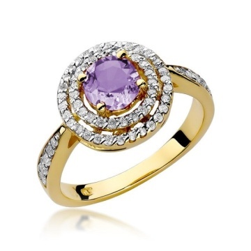 Inel Aur 14K cu Ametist 0.90 ct si Diamante Naturale 0.37 ct