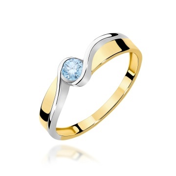 Inel Aur 14K cu Diamant Albastru de Laborator 0.15 ct