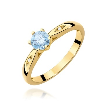 Inel Aur 14K cu Diamante Albastre de Laborator 0.51 ct
