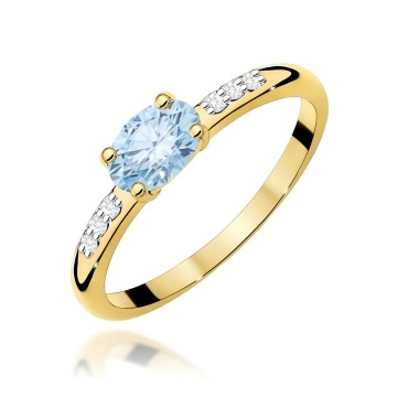 Inel Aur 14K cu Diamante Albastre de Laborator 0.53 ct