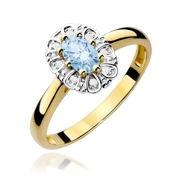 Inel Aur 14K cu Diamante Albastre de Laborator 0.57 ct
