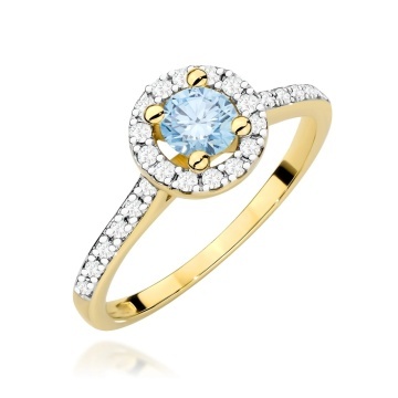 Inel Aur 14K cu Diamante Albastre de Laborator 0.72 ct