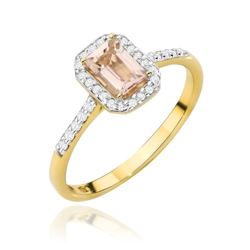 Inel Aur 14K cu Morganit 0.60 ct si Diamante Naturale 0.19 ct