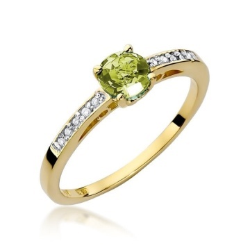 Inel Aur 14K cu Peridot 0.60 ct si Diamante Naturale 0.05 ct