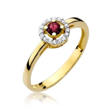 Inel Aur 14K cu Rubin 0.15 ct si Diamante Naturale 0.08 ct