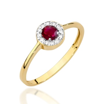 Inel Aur 14K cu Rubin 0.30 ct si Diamante Naturale 0.10 ct