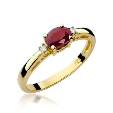Inel Aur 14K cu Rubin 0.60 ct si Diamante Naturale 0.03 ct