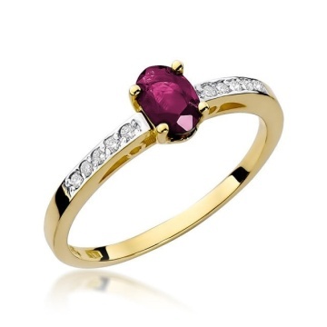 Inel Aur 14K cu Rubin 0.60 ct si Diamante Naturale 0.05 ct
