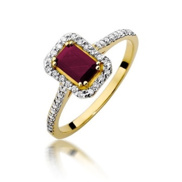 Inel Aur 14K cu Rubin 0.80 ct si Diamante Naturale 0.19 ct