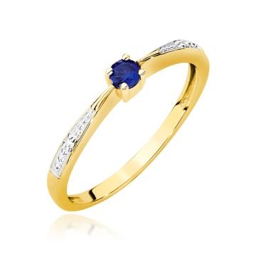 Inel Aur 14K cu Safir 0.15 ct si Diamante Naturale 0.01 ct