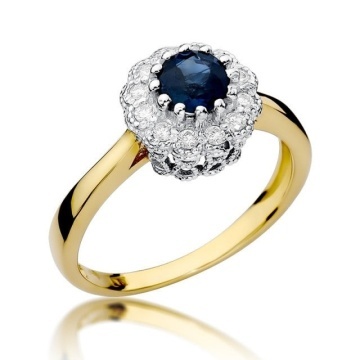 Inel Aur 14K cu Safir 0.50 ct si Diamante Naturale 0.17 ct