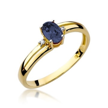 Inel Aur 14K cu Safir 0.70 ct si Diamante Naturale 0.03 ct