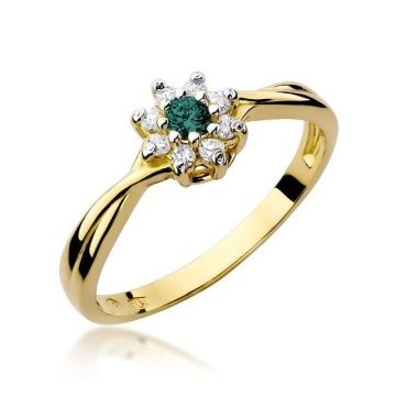 Inel Aur 14K cu Smarald 0.15 ct si Diamante Naturale 0.12 ct