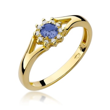 Inel Aur 14K cu Tanzanit 0.15 ct si Diamante Naturale 0.09 ct