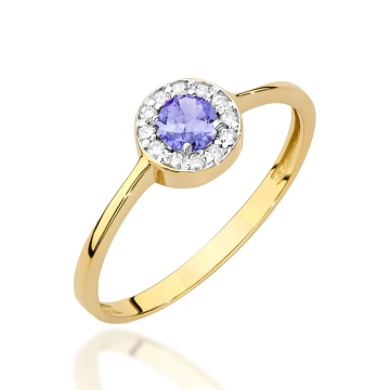 Inel Aur 14K cu Tanzanit 0.35 ct si Diamante Naturale 0.10 ct