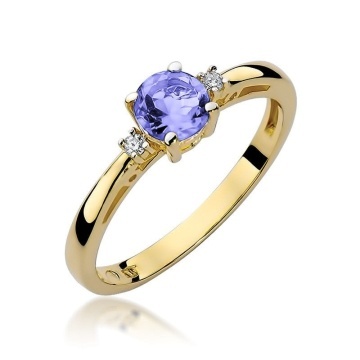 Inel Aur 14K cu Tanzanit 0.50 ct si Diamante Naturale 0.03 ct