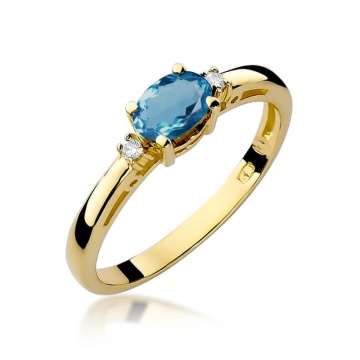 Inel Aur 14K cu Topaz London Blue 0.50 ct si Diamante Naturale 0.03 ct