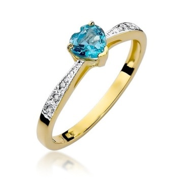Inel Aur 14K cu Topaz Swiss 0.50 ct si Diamante Naturale 0.03 ct
