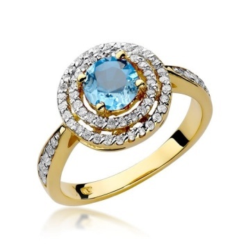 Inel Aur 14K cu Topaz Swiss 0.80 ct si Diamante Naturale 0.37 ct